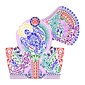 Polynesian half sleeve and shoulder blade
tattoo