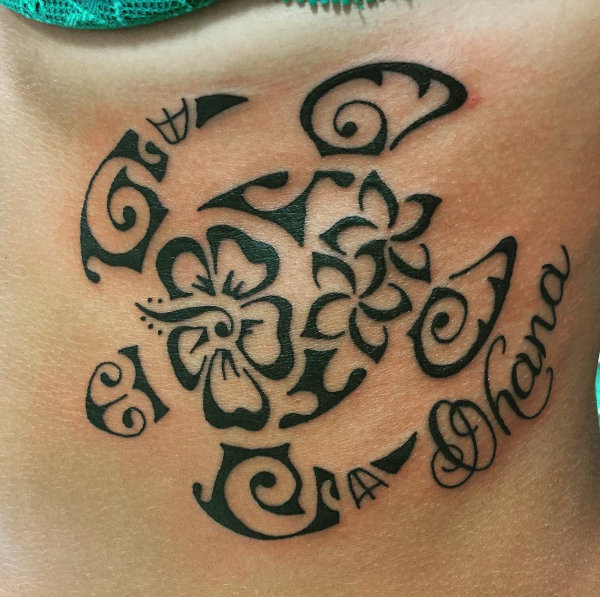 Greta - Flowers turtle tattoo photo