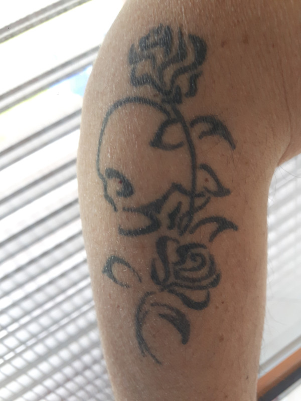 Luca - skull and roses tattoo