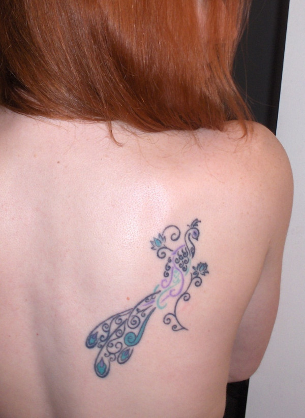 Megan - Peacock & lotus tattoo